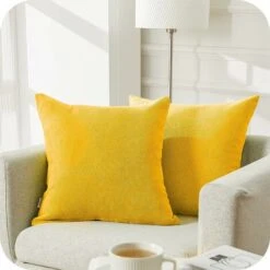 Federa Per Cuscino 40x40 Giallo Senape Decorativo Scandinavo Soggiorno Divano Set Di 2 Fodere Per Cuscino Quadrato Ufficio Poltrona Design Camera Da Letto Moderno Double Face Tinta Unita In Morbida Ci