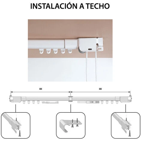 Binario Per Tende, Binario In Metallo Estensibile, Bianco, 70 A 120cm 5 Binario Per Tende, Binario In Metallo Estensibile, Bianco, 70 A 120cm - immagine 3