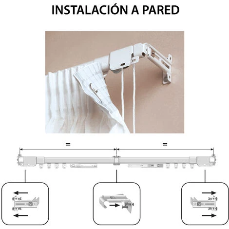Binario Per Tende, Binario In Metallo Estensibile, Bianco, 70 A 120cm 6 Binario Per Tende, Binario In Metallo Estensibile, Bianco, 70 A 120cm - immagine 4