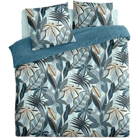 Set Di Biancheria Da Letto Stampata Nikau, Cotone, Azzurro, 240x220 Cm - Atmosphera Créateur D'intérieur 3 Set Di Biancheria Da Letto Stampata Nikau, Cotone, Azzurro, 240x220 Cm - Atmosphera Créateur D'intérieur