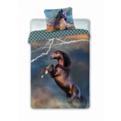 Set Letto Cavallo Reversibile 100% Cotone, 140 X 200 Cm, 70 X 80 Cm