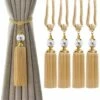 Confezione Da 4 Fermacravatte Per Tende Con Nappe Fermacravatte Per Tende Da Finestra Sfera Di Cristallo Nappe Decorative Corda Intrecciata Gialla Fermacravatte Per Tende
