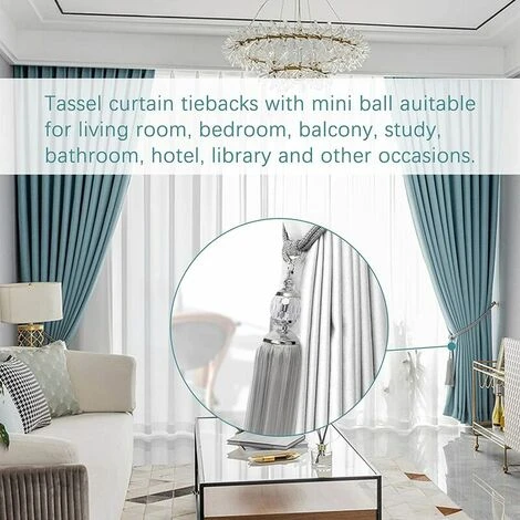 Confezione Da 4 Fermacravatte Per Tende Con Nappe Fermacravatte Per Tende Da Finestra Sfera Di Cristallo Nappe Decorative Corda Intrecciata Gialla Fermacravatte Per Tende 4 Confezione Da 4 Fermacravatte Per Tende Con Nappe Fermacravatte Per Tende Da Finestra Sfera Di Cristallo Nappe Decorative Corda Intrecciata Gialla Fermacravatte Per Tende - immagine 2