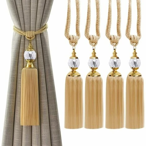 Confezione Da 4 Fermacravatte Per Tende Con Nappe Fermacravatte Per Tende Da Finestra Sfera Di Cristallo Nappe Decorative Corda Intrecciata Gialla Fermacravatte Per Tende 5 Confezione Da 4 Fermacravatte Per Tende Con Nappe Fermacravatte Per Tende Da Finestra Sfera Di Cristallo Nappe Decorative Corda Intrecciata Gialla Fermacravatte Per Tende - immagine 3