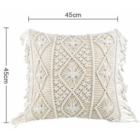 Fodera Per Cuscino, Fodera Per Cuscino, Cuscino Per Divano, Cuscino Decorativo, Fodera Per Cuscino Bohémien, Cuscino Decorativo In Cotone Con Macramè Per Letto, Divano, Divano, Auto, Beige, 45 45 Cm 6 Fodera Per Cuscino, Fodera Per Cuscino, Cuscino Per Divano, Cuscino Decorativo, Fodera Per Cuscino Bohémien, Cuscino Decorativo In Cotone Con Macramè Per Letto, Divano, Divano, Auto, Beige, 45 45 Cm - immagine 4