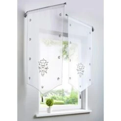 RHAFAYRE 1 Pezzo Tenda Trasparente In Poliestere, Ricami Floreali Con Pompon Tende Corte Decorazione Finestra Camera Da Letto/Bagno/Bar/Cucina (LxA/60x120 Cm, Grigio/Bianco) -Vendite ATMOSPHERA || None || Maxwell & Williams 91948289 3