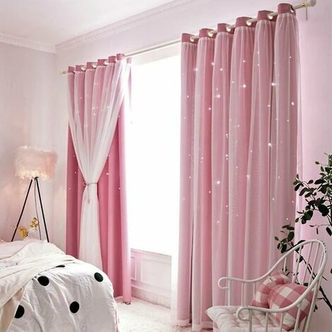 Tende Oscuranti Star Grid - Decorazione Camera Da Letto - Rosa 4 Tende Oscuranti Star Grid - Decorazione Camera Da Letto - Rosa - immagine 2