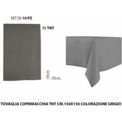 TOVAGLIA COPRIMACCHIA TNT 150X150 SET 10 PZ. GRIGIO