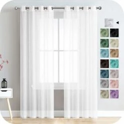 RHAFAYRE Tenda In Voile 150x250 Cm Tende Con Occhielli Semitrasparenti Soggiorno Moderno Finestra Decorazioni Per La Casa Camera Da Letto Cucina Balcone Bovindo Leggero, Bianco 2 Pezzi
