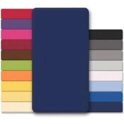 CelinaTex Lucina Lenzuolo Elasticizzato Cotone 2er-Set 140x200 - 160x200 Cm Blu Scuro