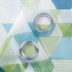 None Set Di 2 Tende Per Camerette Per Bambini, Motivo A Triangolo Geometrico, Tende Trasparenti Con Passacavi Interessanti, 140 X 260 Cm, Verde