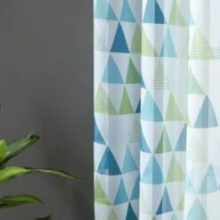 None Set Di 2 Tende Per Camerette Per Bambini, Motivo A Triangolo Geometrico, Tende Trasparenti Con Passacavi Interessanti, 140 X 260 Cm, Verde -Vendite ATMOSPHERA || None || Maxwell & Williams 92966071 4