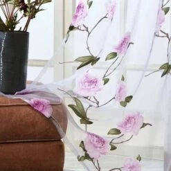 None Tende Trasparenti Finestra Fiori Gialli Tende Camera Da Letto Soggiorno Tende Passacavo, 140 Cm X 260 Cm, 2 Pezzi