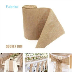 None Runner Da Tavolo In Juta Nastro Vintage Trim Giallo 30CMX10M