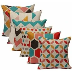 None Federe Decorative Per Cuscini Per Esterni Con Stampa Geometrica Per Divano, Camera Da Letto, 45 X 45 Cm, Confezione Da 6