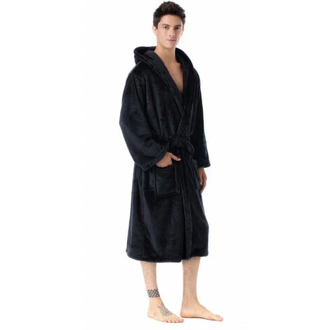 Accappatoio Da Interno/Accappatoio Con Cappuccio Per Donna E Uomo Accappatoio Per Adulti Taglie Nero M 3 Accappatoio Da Interno/Accappatoio Con Cappuccio Per Donna E Uomo Accappatoio Per Adulti Taglie Nero M