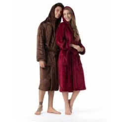 Accappatoio Da Interno/Accappatoio Con Cappuccio Per Donna E Uomo Accappatoio Per Adulti Taglie Marrone XL -Vendite ATMOSPHERA || None || Maxwell & Williams 93247865 4