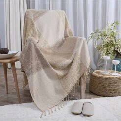 Coperta In Ciniglia, Nappe Jacquard Copridivano Decorativo Fodera Per Sedia Per Divano Letto Poltrona Morbida, Motivo Tribale Folk (220 X 250 CM, Beige) -Vendite ATMOSPHERA || None || Maxwell & Williams 93248295 3