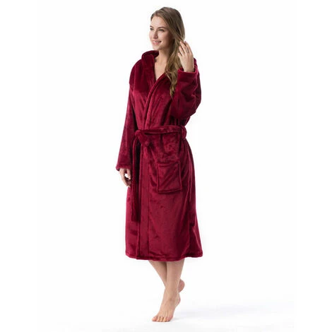 Accappatoio Da Interno/Accappatoio Con Cappuccio Per Donna E Uomo Accappatoio Per Adulti Taglie Bordeaux XL 3 Accappatoio Da Interno/Accappatoio Con Cappuccio Per Donna E Uomo Accappatoio Per Adulti Taglie Bordeaux XL