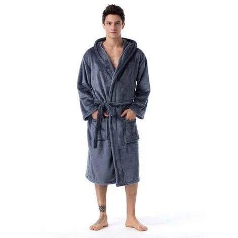 Accappatoio Da Interno/Accappatoio Con Cappuccio Per Donna E Uomo Taglie Adulto Accappatoio Grigio XXL 3 Accappatoio Da Interno/Accappatoio Con Cappuccio Per Donna E Uomo Taglie Adulto Accappatoio Grigio XXL