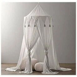 Baldacchini Per Lettino, Decorazione Per La Stanza Delle Ragazze, Zanzariera In Mussola Per Bambini, Altezza 240 Cm, Grigio