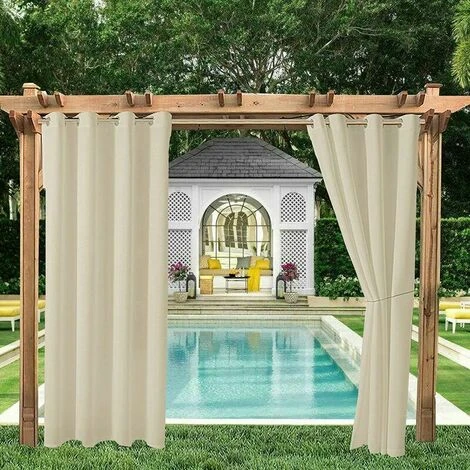 Tende Da Esterno Giardino Patio Gazebo Tende Oscuranti Antivento Protezione UV Tende Isolanti A Prova Di Muffa Con Asole, 132 Cm Di Larghezza X 213 Cm Di Altezza, 2 Pannelli, Beige - 5 Tende Da Esterno Giardino Patio Gazebo Tende Oscuranti Antivento Protezione UV Tende Isolanti A Prova Di Muffa Con Asole, 132 Cm Di Larghezza X 213 Cm Di Altezza, 2 Pannelli, Beige - - immagine 3