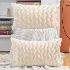 2 Fodere Per Cuscini Decorativi In Morbido Velluto, Stile Di Lusso, Per Divano, Camera Da Letto, Beige, 30 X 50 Cm