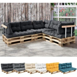 Nova Cuscini Per Palette Set 3 Pezzi Sedile + Schienale Da Esterni Vari Colori Dimensioni : Grigio Scuro