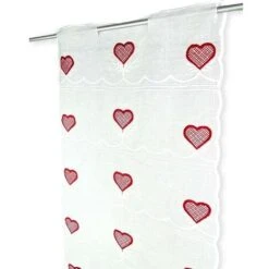 COPPIA Tendina VETRO HEART MODERNA A Cuori Rossi Larga 45 O 60 COPPIA (2 TELI) CM. 45x150