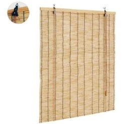 Trade Shop - Tapparella Tenda Arella Avvolgibile In Listelli Di Bambù Naturale 60 X 140 Cm