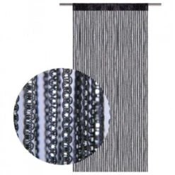 Trade Shop - Tenda A Fili Filo Frange Bianco Argento Nero 100x200cm Per Arredo Interni