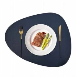 Tovagliette In Pelle Tovagliette Occidentali Lavabili E Resistenti All'olio Tovagliette In Pelle Irregolari Blu Scuro Confezione Da 4