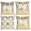 Set Di 4 Fodere Per Cuscino Geometria Moderna Con Cerniera Invisibile, Fodera Per Cuscino Decorazione Casa Soggiorno Camera Da Letto Per Divano Divano, Sedia, Letto, Giardino 45 X 45 Cm (bianco E Oro)