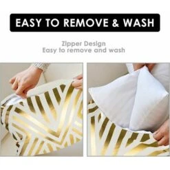 Set Di 4 Fodere Per Cuscino Geometria Moderna Con Cerniera Invisibile, Fodera Per Cuscino Decorazione Casa Soggiorno Camera Da Letto Per Divano Divano, Sedia, Letto, Giardino 45 X 45 Cm (bianco E Oro) -Vendite ATMOSPHERA || None || Maxwell & Williams 95222011 3