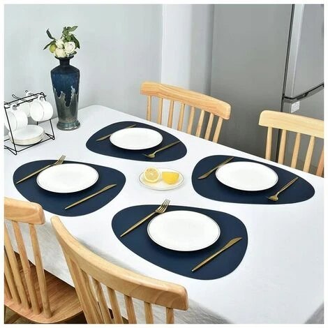 Tovagliette Americane In Pelle Tovagliette Americane Lavabili E Resistenti All'Olio Tovagliette Americane In Pelle Irregolare (Tovaglietta 2 + Sottobicchiere 2) Blu Scuro 4 Tovagliette Americane In Pelle Tovagliette Americane Lavabili E Resistenti All'Olio Tovagliette Americane In Pelle Irregolare (Tovaglietta 2 + Sottobicchiere 2) Blu Scuro - immagine 2