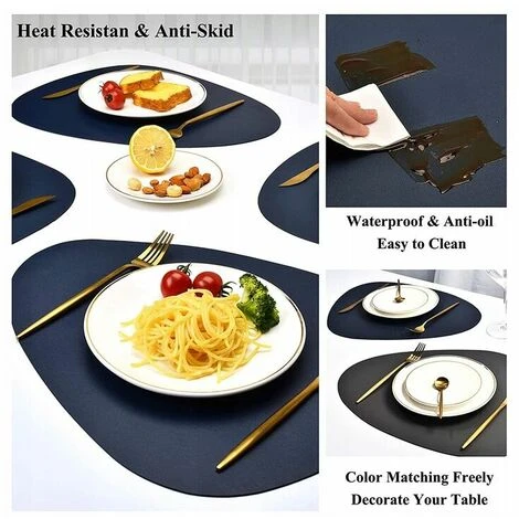 Tovagliette Americane In Pelle Tovagliette Americane Lavabili E Resistenti All'Olio Tovagliette Americane In Pelle Irregolare (Tovaglietta 2 + Sottobicchiere 2) Blu Scuro 6 Tovagliette Americane In Pelle Tovagliette Americane Lavabili E Resistenti All'Olio Tovagliette Americane In Pelle Irregolare (Tovaglietta 2 + Sottobicchiere 2) Blu Scuro - immagine 4