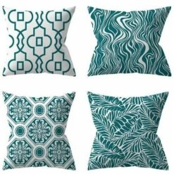 Fodera Per Cuscino Da Esterno 45X45 Cm Impermeabile Divano Set Di 4 Federe In Lino Cuscini Decorativi Per Piante Verdi Per Giardino (45 X 45 Cm Turchese)