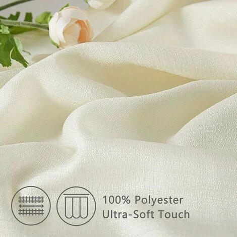 Tende In Voile Di Lino 140x225 Cm A Grana Fine Decorativo Soggiorno Tenda In Voile Camera Da Letto Per Finestra Con Occhiello Semi-opaco Arredamento Cucina, 2 Pannelli Beige 5 Tende In Voile Di Lino 140x225 Cm A Grana Fine Decorativo Soggiorno Tenda In Voile Camera Da Letto Per Finestra Con Occhiello Semi-opaco Arredamento Cucina, 2 Pannelli Beige - immagine 3