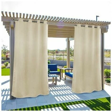 Tende Da Esterno Giardino Patio Gazebo Tende Oscuranti Antivento Protezione UV Resistente Alla Muffa Tende Termoisolanti Con Occhielli 52 X 94 2 Pannelli Beige 6 Tende Da Esterno Giardino Patio Gazebo Tende Oscuranti Antivento Protezione UV Resistente Alla Muffa Tende Termoisolanti Con Occhielli 52 X 94 2 Pannelli Beige - immagine 4
