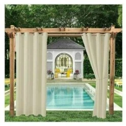 Tende Da Esterno Giardino Patio Gazebo Tende Oscuranti Antivento Protezione UV Antimuffa, Tende Termoisolanti Con Asole, 120 Cm Di Larghezza X 150 Cm Di Altezza, 2 Pannelli, Beige,
