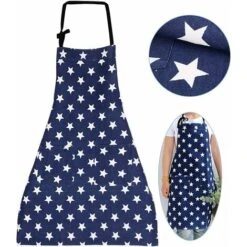 LITZEE Grembiule Protettivo Grembiule Stella Con Tasca Grembiule Da Cucina Regolabile Grembiule Da Cucina Grembiule Bavaglino BBQ Grembiule Da Donna Per Donne Lavori In Cucina Lavori Domestici Blu Nav