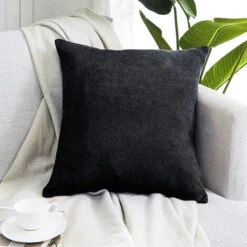 LITZEE Federe Set Di 2 Fodere Per Cuscini 40x40cm Cuscini Decorativi In Ciniglia Per Divano Copricuscini Decorazione Camera Da Letto Quadrato Tinta Unita Per Sedia, Auto, Scrivania, Nero -Vendite ATMOSPHERA || None || Maxwell & Williams 96299812 3