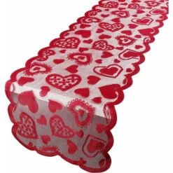 LITZEE Runner Da Tavola Runner Da Tavola Di San Valentino Runner Da Tavola Rosso Amore 33x183 Cm Decorazione Di Nozze In Lino Da Tavola (Stile A)