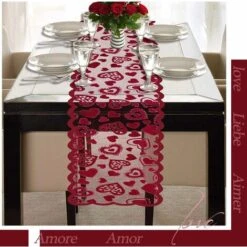 LITZEE Runner Da Tavola Runner Da Tavola Di San Valentino Runner Da Tavola Rosso Amore 33x183 Cm Decorazione Di Nozze In Lino Da Tavola (Stile A) -Vendite ATMOSPHERA || None || Maxwell & Williams 96301433 3