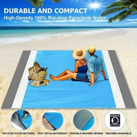 Coperta Da Spiaggia Impermeabile Senza Sabbia 210 X 200 Cm 4 Coperta Da Spiaggia Impermeabile Senza Sabbia 210 X 200 Cm - immagine 2