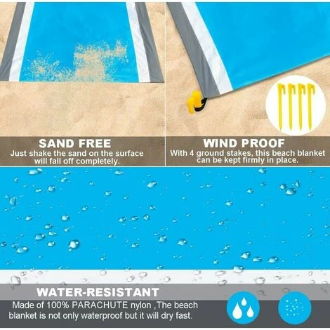 Coperta Da Spiaggia Impermeabile Senza Sabbia 210 X 200 Cm 5 Coperta Da Spiaggia Impermeabile Senza Sabbia 210 X 200 Cm - immagine 3