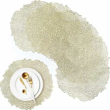 Tovaglietta Rotonda Oro, 6 Pezzi Set Di Tovagliette Lavabili In PVC Resistente Al Calore Per La Decorazione Della Cucina Domestica 38x38cm 3 Tovaglietta Rotonda Oro, 6 Pezzi Set Di Tovagliette Lavabili In PVC Resistente Al Calore Per La Decorazione Della Cucina Domestica 38x38cm