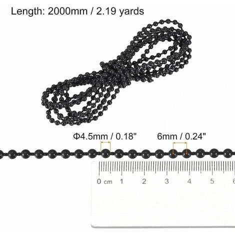 Cordino A Catena Con Perline Cieche, 2,19 Iarde 3 Pezzi Tende A Rullo Verticali Romane Per Parti Di Ricambio Per Tende Per Finestre, Nero 4 Cordino A Catena Con Perline Cieche, 2,19 Iarde 3 Pezzi Tende A Rullo Verticali Romane Per Parti Di Ricambio Per Tende Per Finestre, Nero - immagine 2