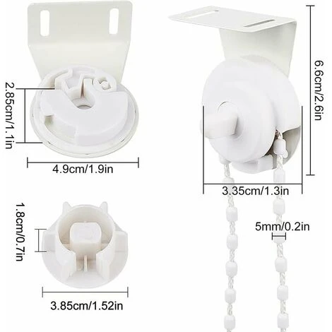 ITizione Per Tendina Avvolgibile Per Tubo Esterno Da 38 Mm Staffe Per Tendine Avvolgibili Hardware Per Il Trattamento Delle Finestre Con Staffe In Metallo, Catena Di Perline, Viti (bianco) 4 ITizione Per Tendina Avvolgibile Per Tubo Esterno Da 38 Mm Staffe Per Tendine Avvolgibili Hardware Per Il Trattamento Delle Finestre Con Staffe In Metallo, Catena Di Perline, Viti (bianco) - immagine 2
