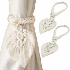 Baci Per Tende, Supporti Per Tende, Cordoncino Per Tende, Anello Per Tende Con Cordoncino Fogliare, Per La Decorazione Di Tende 2 Pezzi (beige, 13 40 Cm)